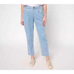 Anybody Women's Pants Sz S Tall Drapey Denim Pull On Tapered Ankle Blue A679792